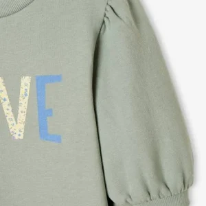 dernière tendance Sweat Motif “love” Fille Manches Boules Courtes Vert D’eau – Vertbaudet 12