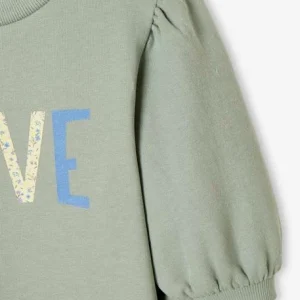 Sweat Motif “love” Fille Manches Boules Courtes Vert D’eau – Vertbaudet soldes pas cher 12