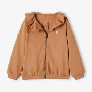 en france Sweat Zippé Avec Collerette Fille Caramel – Vertbaudet 12