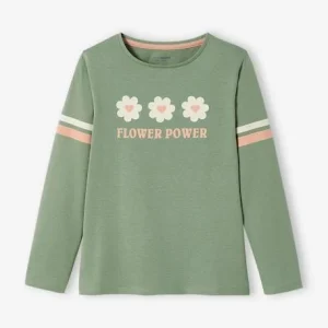 nouveau produit T-shirt à Fleurs Détails Flocage Velours Fille Vert – Vertbaudet 9