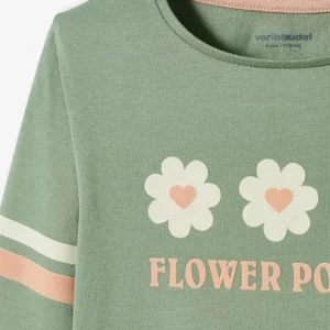 nouveau produit T-shirt à Fleurs Détails Flocage Velours Fille Vert – Vertbaudet 13