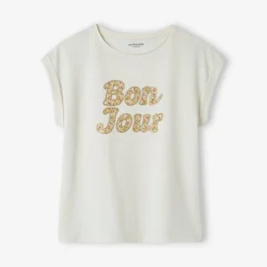 T-shirt à Message Motifs Fleurs Fille écru – Vertbaudet De Qualité 10