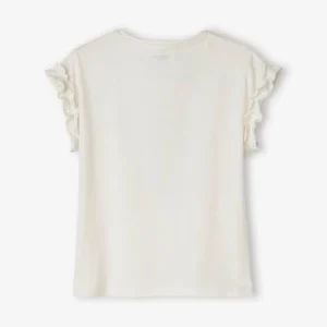 T-shirt à Motif Irisé Fille Manches Courtes Volantées Jaune Pâle – Vertbaudet soldes officiel 10