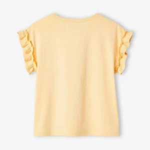 T-shirt à Motif Irisé Fille Manches Courtes Volantées Jaune Pâle – Vertbaudet soldes officiel 18