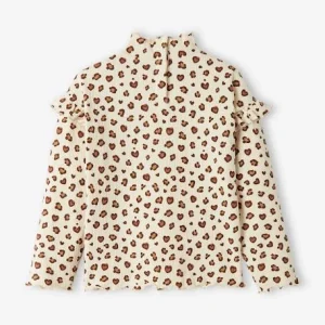 prix de gros T-shirt Col Montant En Maille Côtelée Fille Manches Volantées Ocre – Vertbaudet 12