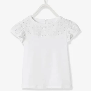 T-shirt Fille Avec Détails Broderie Anglaise Blanc – Vertbaudet guranteed de qualité 10