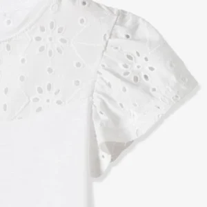 T-shirt Fille Avec Détails Broderie Anglaise Blanc – Vertbaudet guranteed de qualité 14