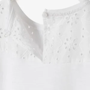 T-shirt Fille Avec Détails Broderie Anglaise Blanc – Vertbaudet guranteed de qualité 16