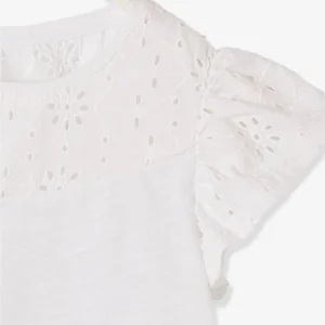 T-shirt Fille Avec Détails Broderie Anglaise Blanc – Vertbaudet guranteed de qualité 18