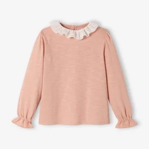 excellente qualité T-shirt Fille Col En Broderie Anglaise Rose Blush – Vertbaudet 18