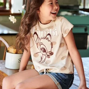 magasin pour T-shirt Fille Manches Courtes Disney® Bambi Beige Chiné – Disney 10