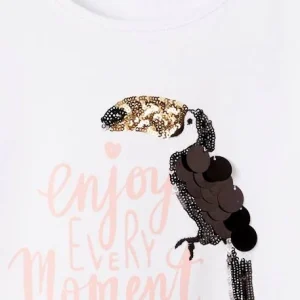 en solde T-shirt Fille Motif Toucan Avec Sequins Et Broderies Blanc – Vertbaudet 10