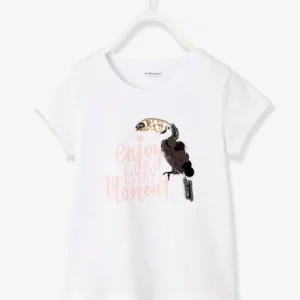 en solde T-shirt Fille Motif Toucan Avec Sequins Et Broderies Blanc – Vertbaudet 12