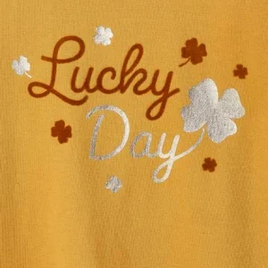 meilleure qualité T-shirt “lucky” Détails Irisés Et Flocage Velours Fille Marron Clair – Vertbaudet 9