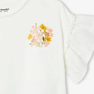 Boutique officielle T-shirt Manches à Volants En Broderie Anglaise Fille écru – Vertbaudet 12