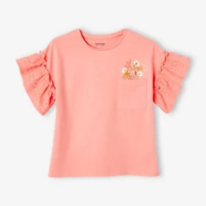 Boutique officielle T-shirt Manches à Volants En Broderie Anglaise Fille écru – Vertbaudet 16