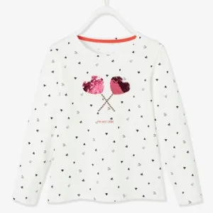 grande marque pas cher T-shirt Motif En Sequins Réversibles Fille écru Imprimé – Vertbaudet 10