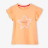 T-shirt Motif Fleurs 3D Fille Manches Courtes Volantées Orange – Vertbaudet garantis authentique 20