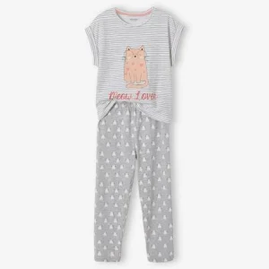 magasin en ligne france T-shirt + Short + Pantalon Pyjama Fille Lot Blanc Rayé – Vertbaudet 14