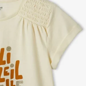 à prix d'occasion Tee-shirt à Message Irisé Fille épaules Smockées écru – Vertbaudet 12