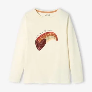 Tee-shirt à Sequins Fille écru – Vertbaudet outlet soldes 8