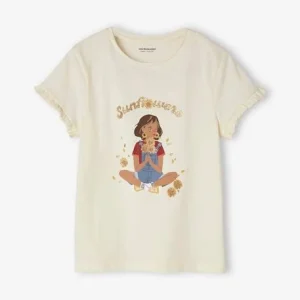 Tee-shirt égérie Fille Manches Courtes Volantées Ivoire – Vertbaudet soldes ligne 16