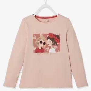 Tee-shirt Girly Détails Irisés Et Noeud Fantaisie Fille Rose Pâle – Vertbaudet magasin pour 16