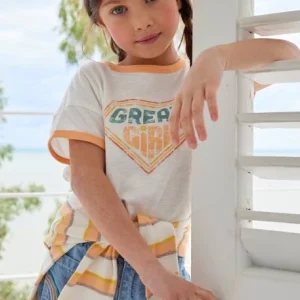 à prix promos Tee-shirt Motif Graphique “great Girl” Fille écru – Vertbaudet 10