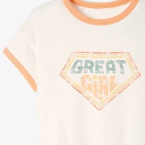 à prix promos Tee-shirt Motif Graphique “great Girl” Fille écru – Vertbaudet 18